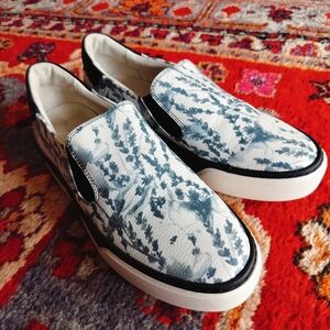Ron White Leather Slip-On Sneakers with Floral Print Size 8